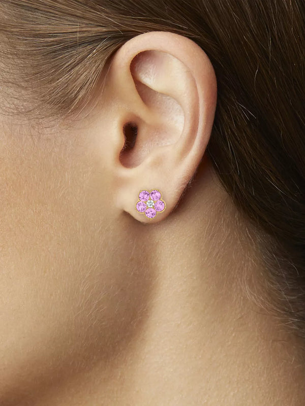 Paul Morelli - Wild Child Stud Earrings with Diamonds and Pink Sapphires, 18k Yellow Gold
