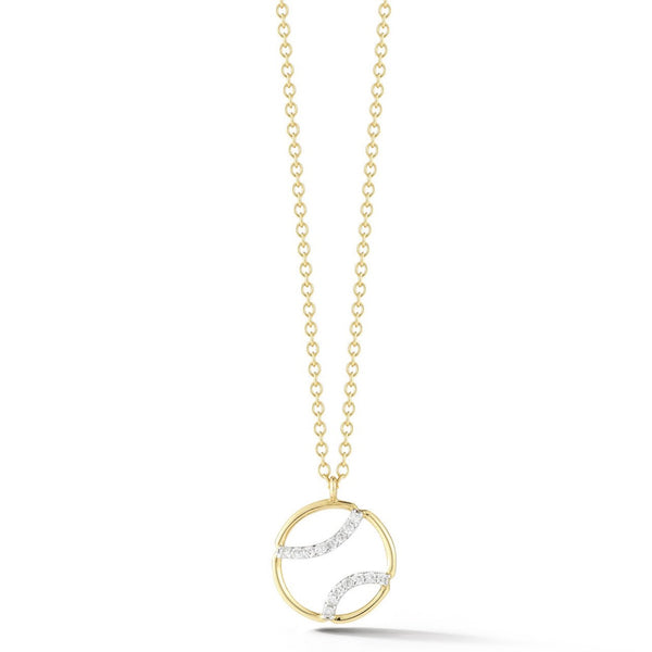 AF Jewelers - Small Tennis Ball Pendant Necklace with Diamonds, 18k Yellow and White Gold