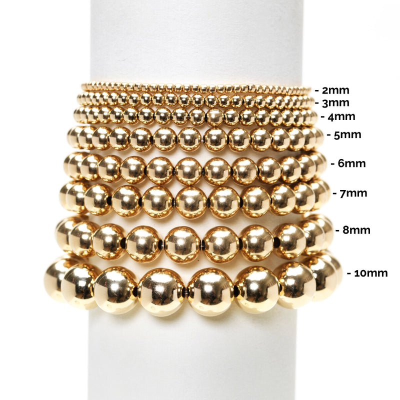 Karen Lazar - 3 mm Yellow Gold Filled Bead Flex Bracelet, Diamond Rondelle