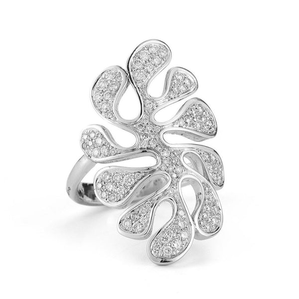 Miseno - Sea Leaf - Ring with Diamonds, 18k White Gold