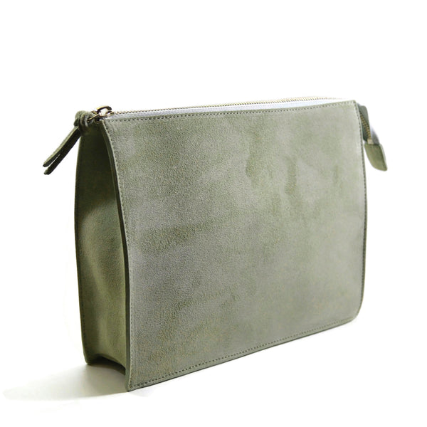 Sage leather and suede shoulder bag