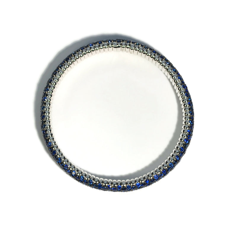 AFJ Diamond Collection - Flexible Bracelet with Blue Sapphires, 18k White Gold