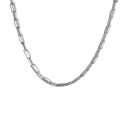 AFJ Gold Collection - Paperclip Chain Necklace, White Gold