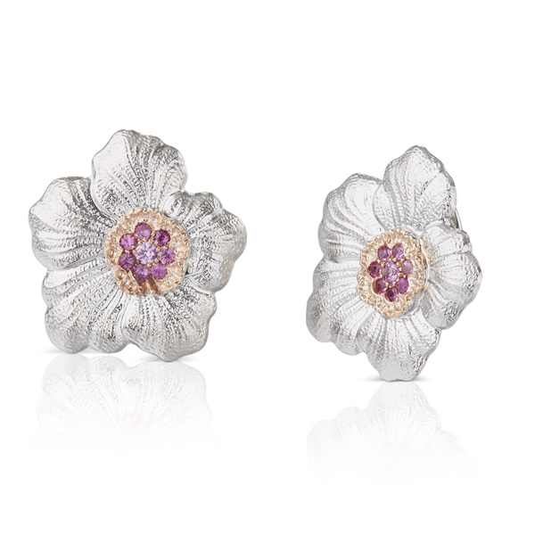 Buccellati - Blossoms Gardenia - Button Earrings with Pink
