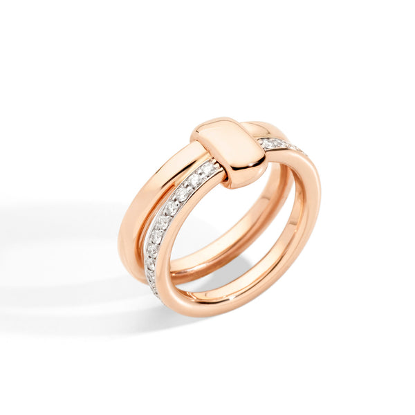 Pomellato Cocco Diamond 18 Karat Rose Gold Wide Band Ring