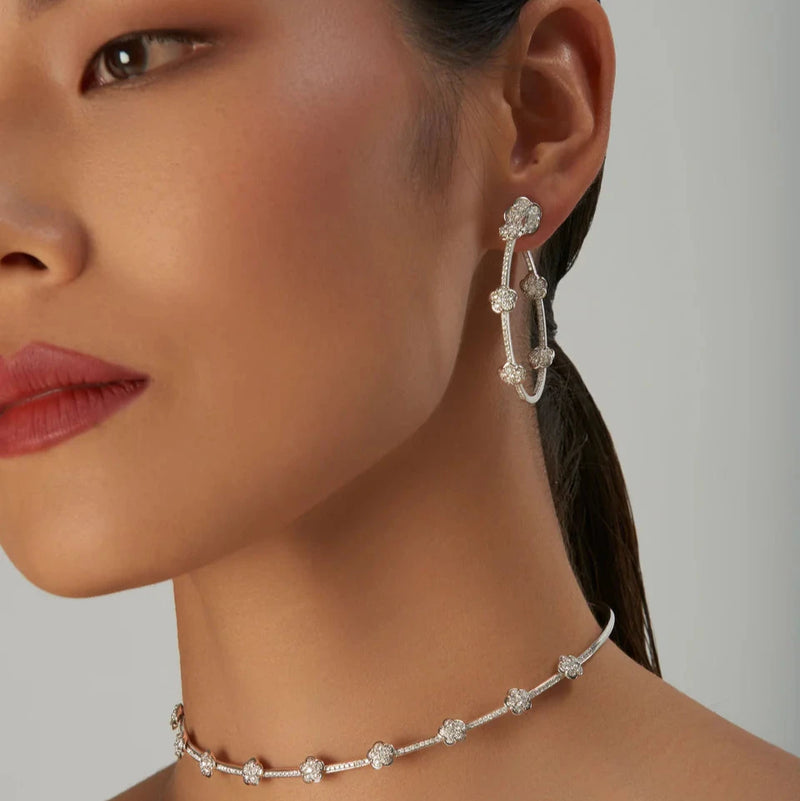 Pasquale Bruni - Figlia Dei Fiori - Hoop Earrings with Diamonds, 18K White Gold