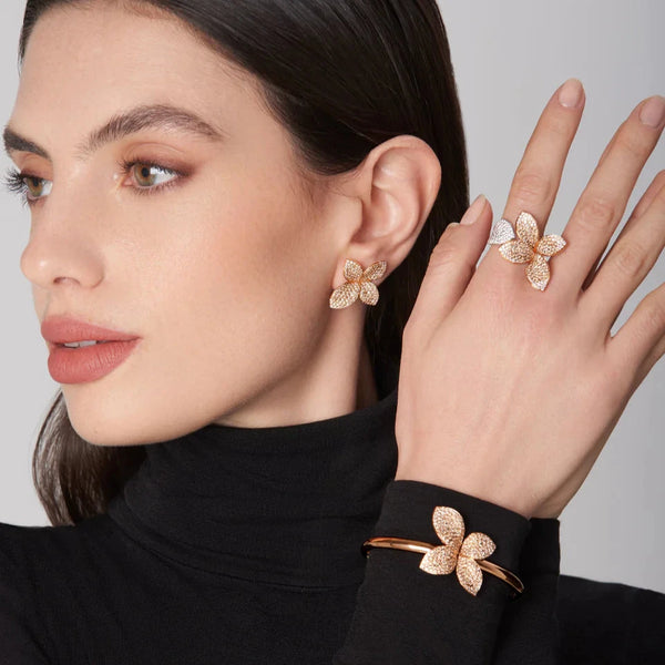 Pasquale Bruni - Giardini Segreti - Flower Ring with Diamonds, 18k Rose Gold and White Gold