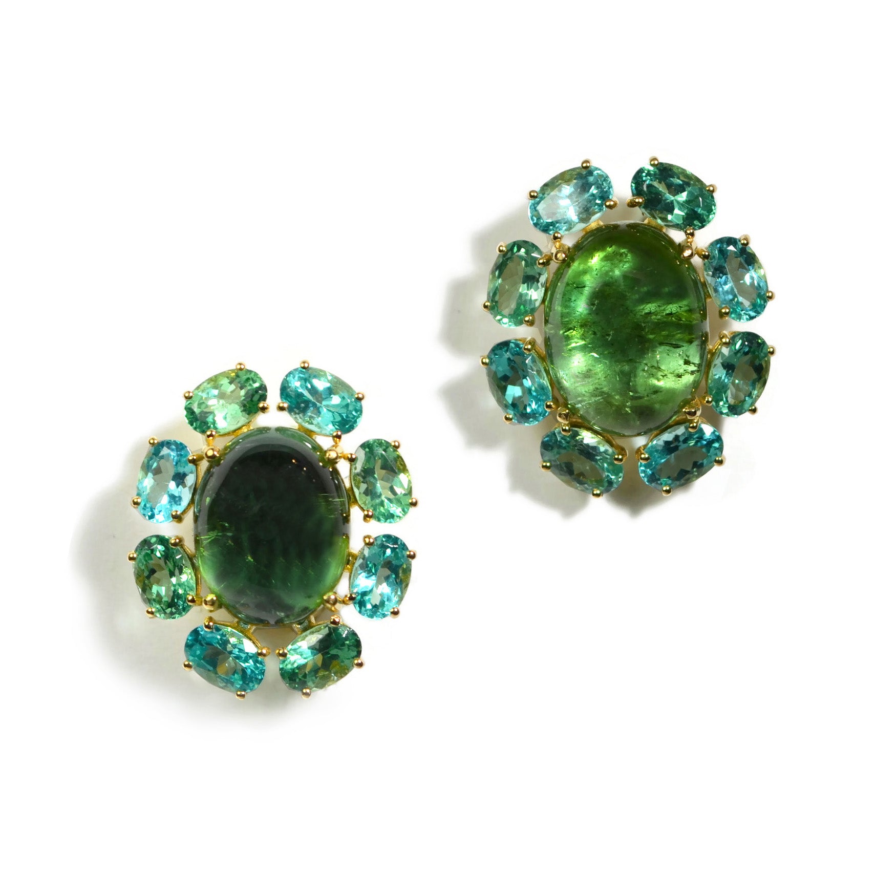 A & Furst - Sole - Button Earrings with Green Tourmaline and