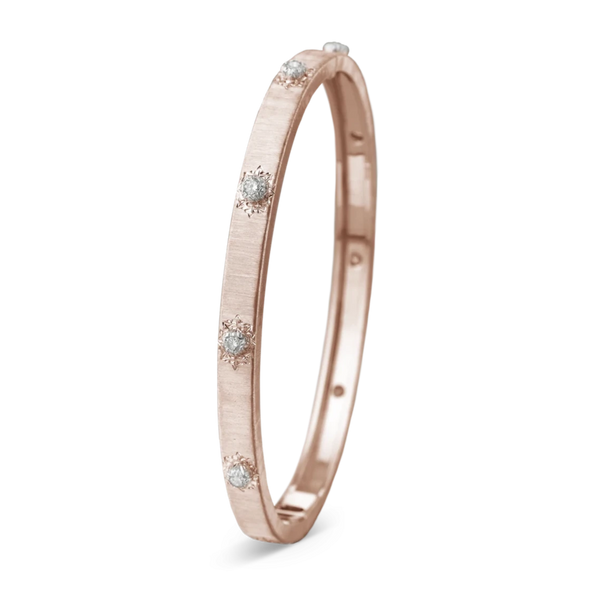 Buccellati - Macri Classica - Bangle Bracelet with Diamonds, 18k Rose Gold, 5 mm