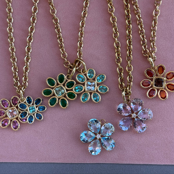 A & Furst - Fiori - Pendant with Orange Sapphires and Smoky