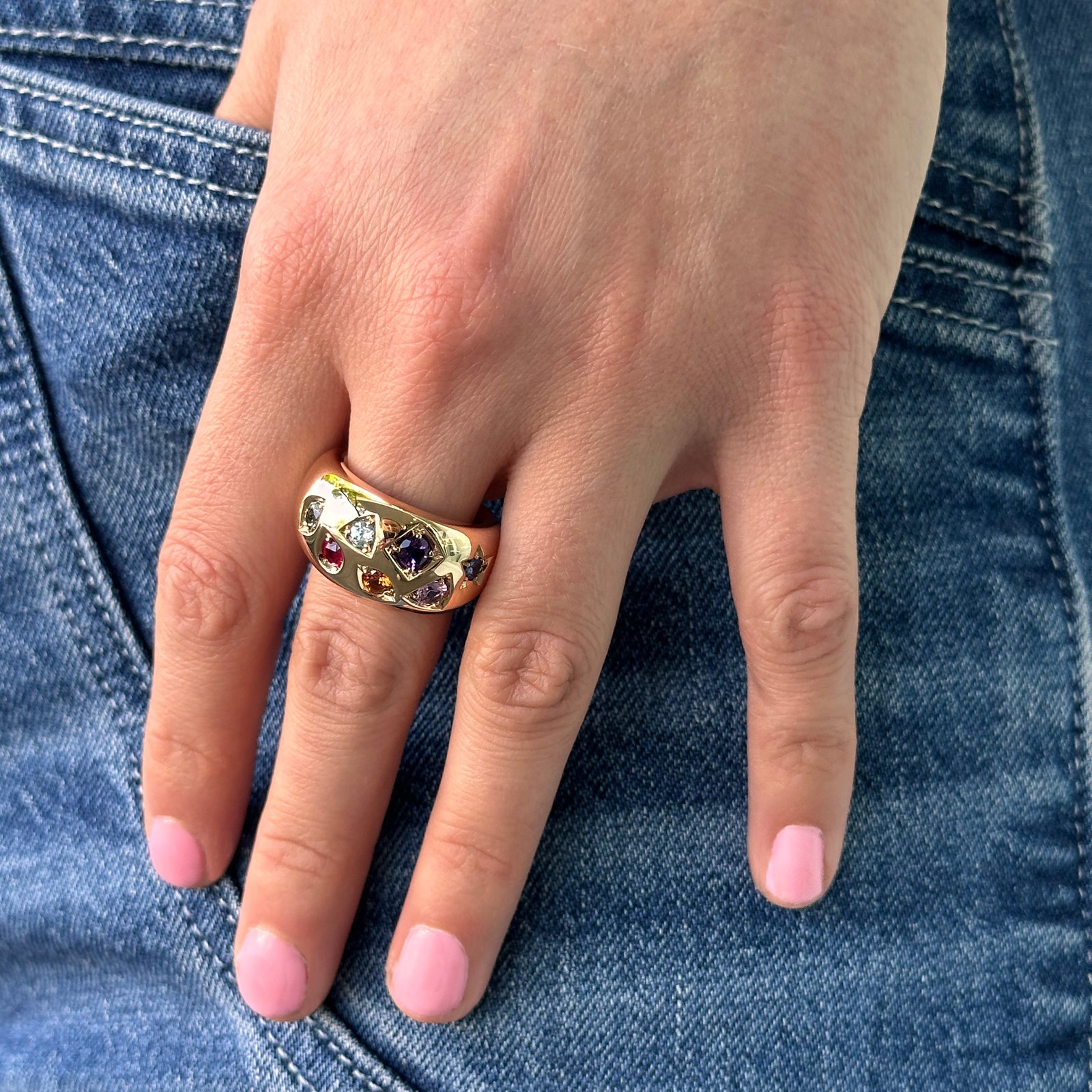 Pomellato - Iconica - Band Ring with Color Gemstones, 18k Rose