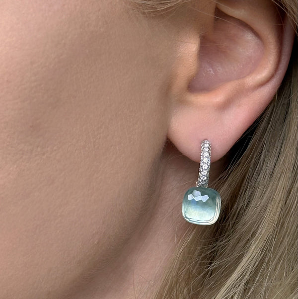 Pomellato - Nudo - 18k 玫瑰金和白金蓝色托帕石钻石耳环