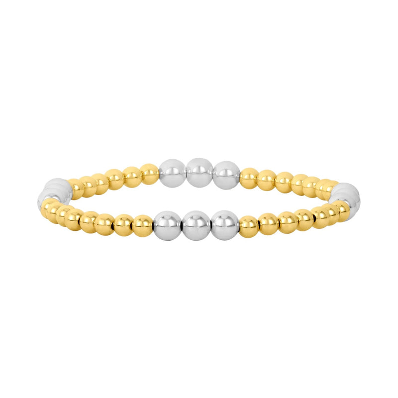 Karen Lazar  - 4 mm Yellow Gold Filled Bead Flex Bracelet with 5 mm Sterling Silver