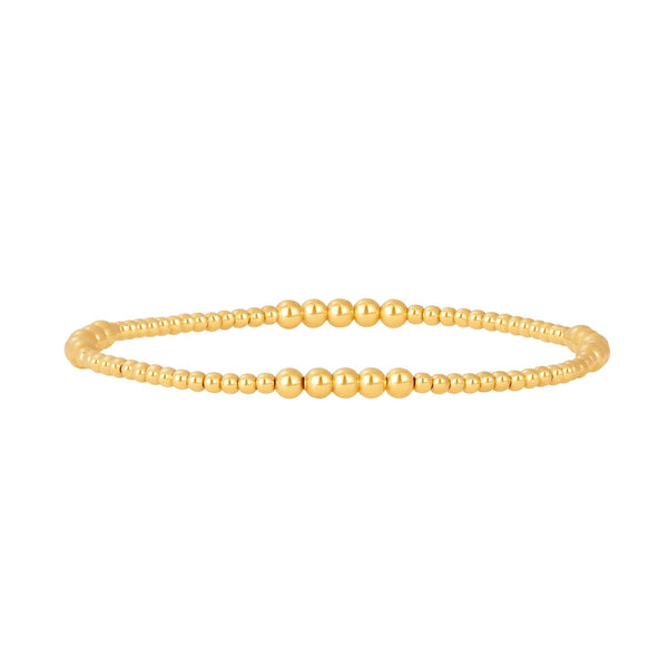 Karen Lazar  - 2 mm and 3 mm Pattern Signature Yellow Gold Filled Bead Flex Bracelet