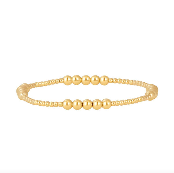 Karen Lazar  - 2 mm and 4 mm Pattern Signature Yellow Gold Filled Bead Flex Bracelet