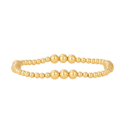 Karen Lazar  - 3 mm and 5 mm Pattern Signature Yellow Gold Filled Bead Flex Bracelet