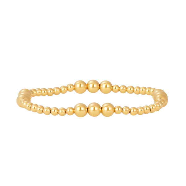 Karen Lazar  - 3 mm and 5 mm Pattern Signature Yellow Gold Filled Bead Flex Bracelet