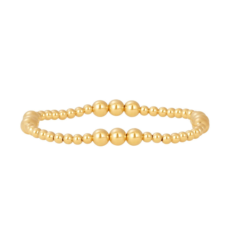 Karen Lazar  - 3 mm and 5 mm Pattern Signature Yellow Gold Filled Bead Flex Bracelet