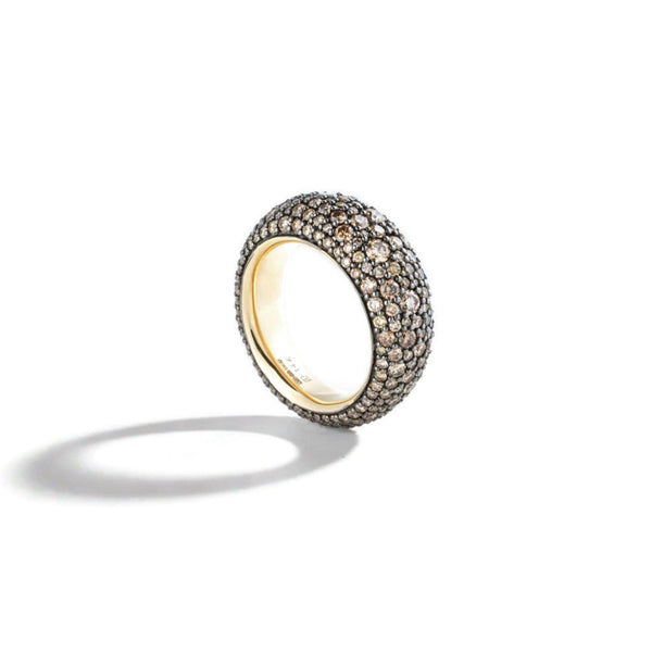 Lucy-delius-cognac-diamond-pave-bombe-ring-yellow-gold