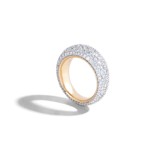 Lucy-delius-modern-finish-diamond-pave-bombe-ring-yellow-white-gold-LD/RING-DIA-WR-8M