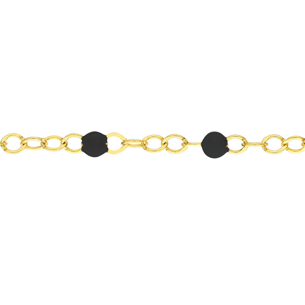 AFJ Gold Collection - Black Enamel Chain Bracelet, Yellow Gold