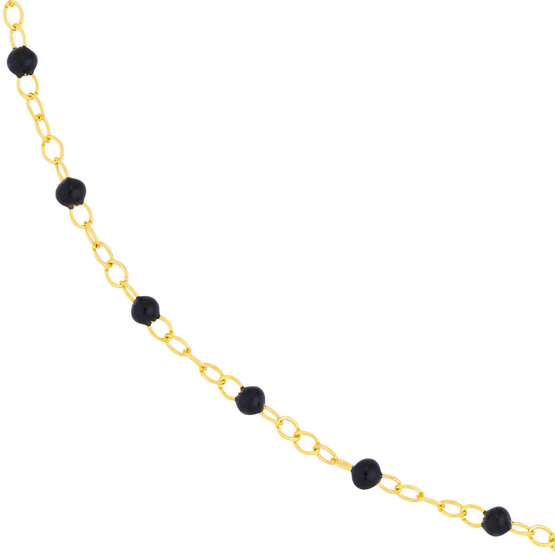 AFJ Gold Collection - Black Enamel Chain Necklace, Yellow Gold