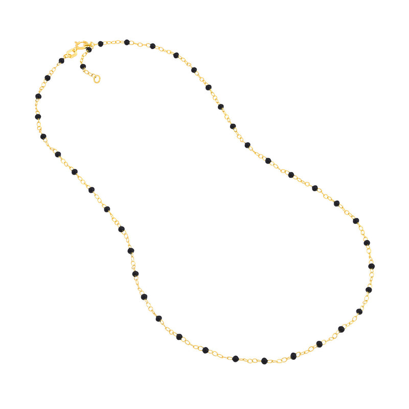 AFJ Gold Collection - Black Enamel Chain Necklace, Yellow Gold