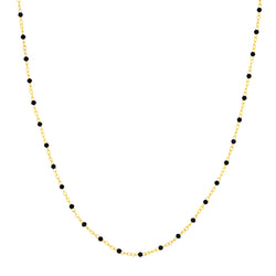 AFJ Gold Collection - Black Enamel Chain Necklace, Yellow Gold