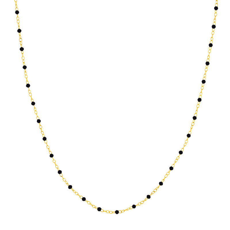 AFJ Gold Collection - Black Enamel Chain Necklace, Yellow Gold