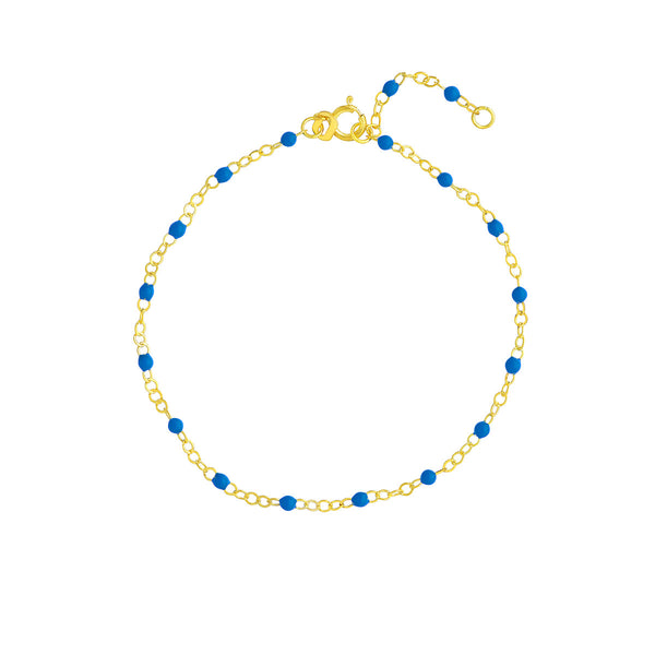 AFJ Gold Collection - Cobalt Enamel Chain Bracelet, Yellow Gold