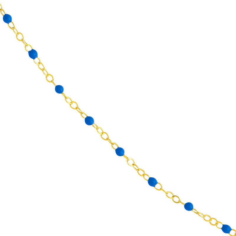 AFJ Gold Collection - Cobalt Enamel Chain Necklace, Yellow Gold