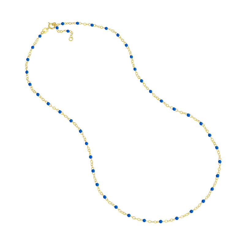 AFJ Gold Collection - Cobalt Enamel Chain Necklace, Yellow Gold