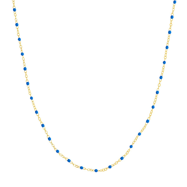 AFJ Gold Collection - Cobalt Enamel Chain Necklace, Yellow Gold