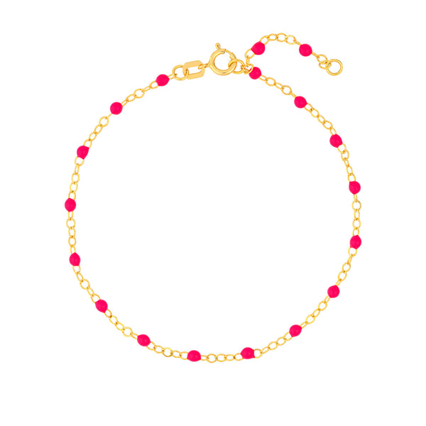 AFJ Gold Collection - Neon Pink Enamel Chain Bracelet, Yellow Gold