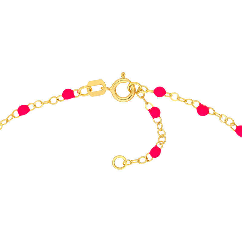 AFJ Gold Collection - Neon Pink Enamel Chain Bracelet, Yellow Gold