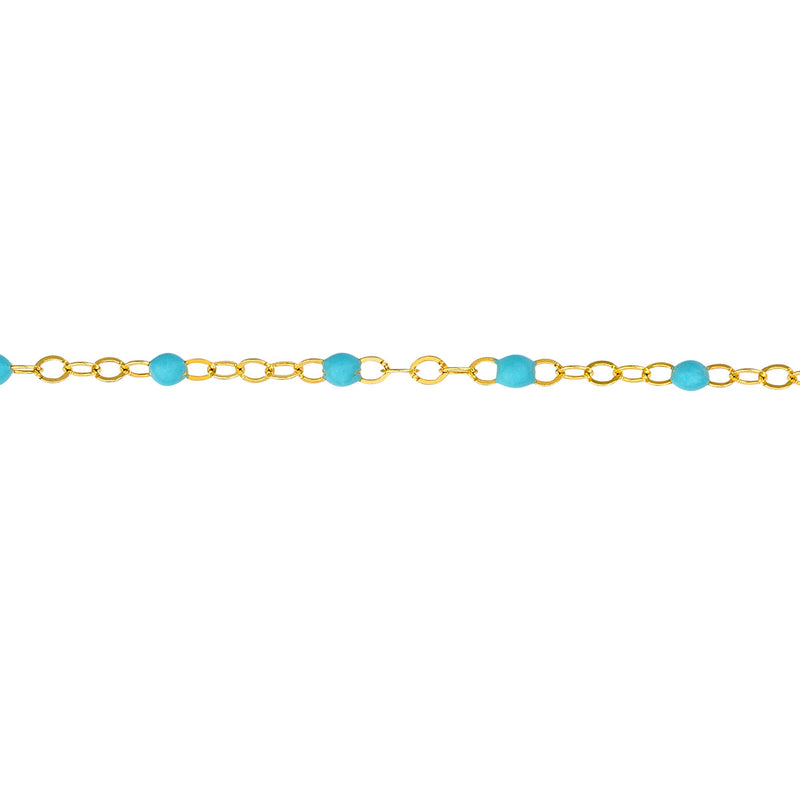 AFJ Gold Collection - Turquoise Enamel Chain Bracelet, Yellow Gold