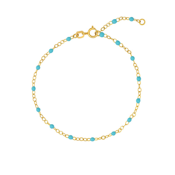 AFJ Gold Collection - Turquoise Enamel Chain Bracelet, Yellow Gold