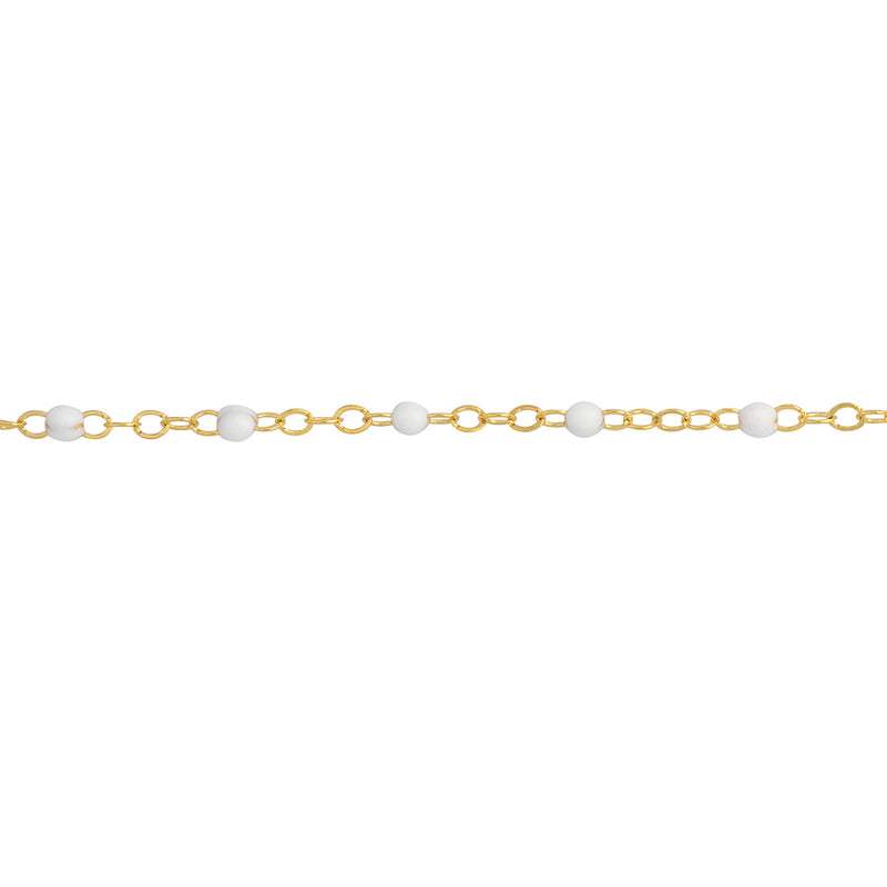 AFJ Gold Collection - White Enamel Chain Bracelet, Yellow Gold