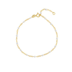 AFJ Gold Collection - White Enamel Chain Bracelet, Yellow Gold