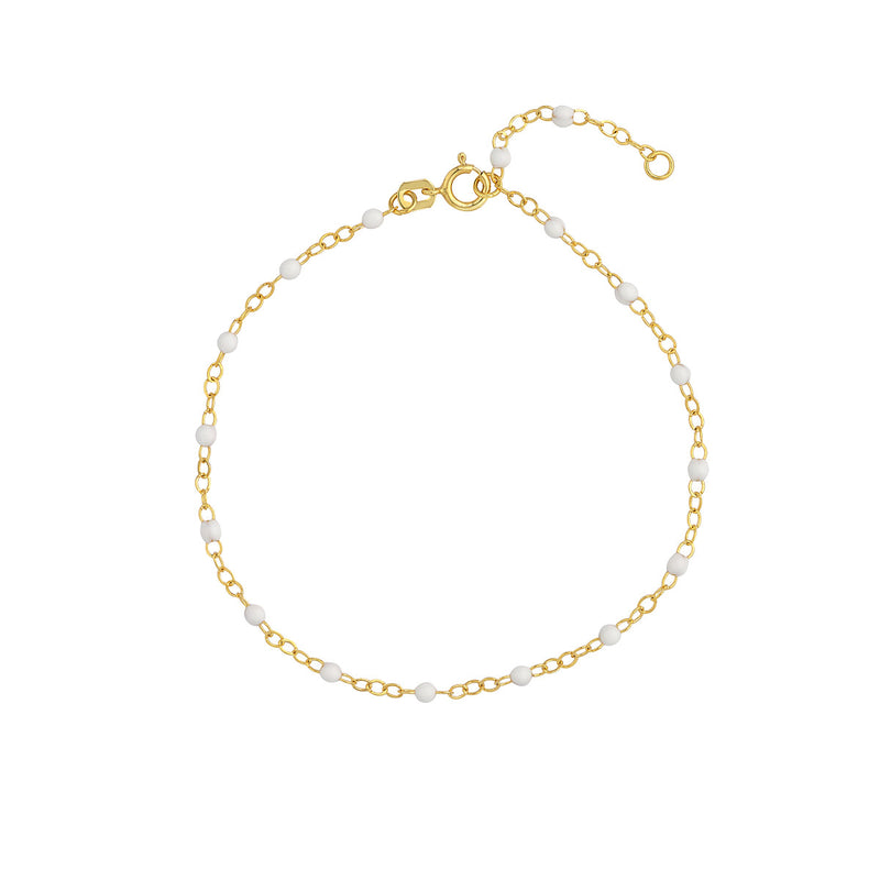 AFJ Gold Collection - White Enamel Chain Bracelet, Yellow Gold