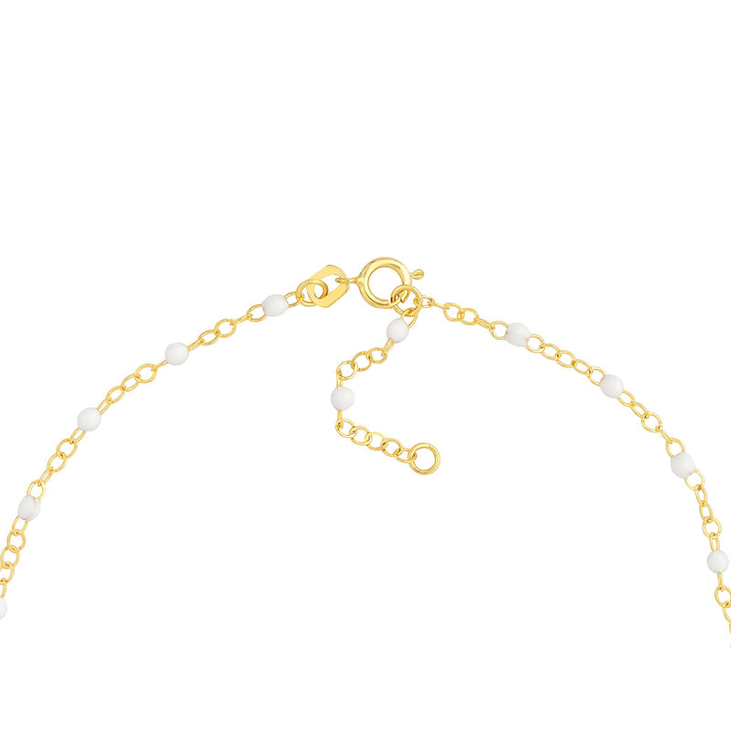 AFJ Gold Collection - White Enamel Chain Bracelet, Yellow Gold