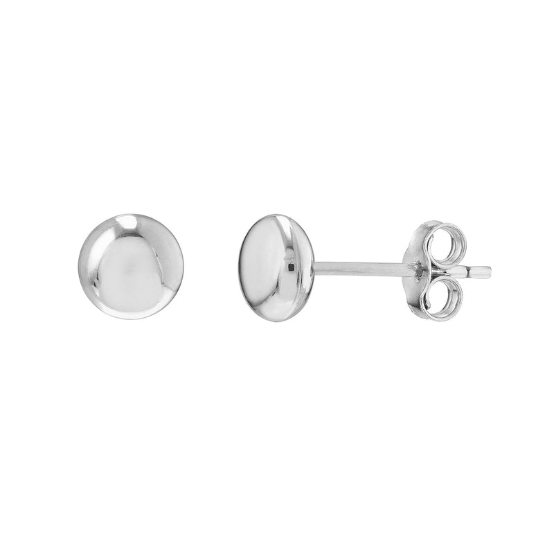 AFJ Gold Collection - 5.5mm Flat Round Pebble Stud Earrings, White Gold