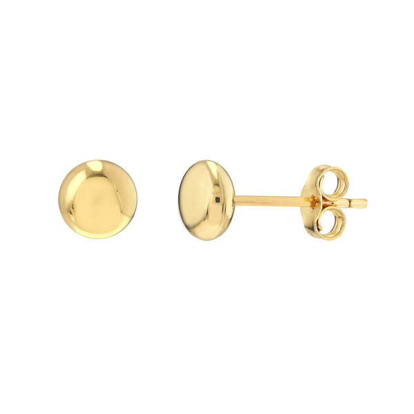 AFJ Gold Collection - 5.5mm Flat Round Pebble Stud Earrings, Yellow Gold