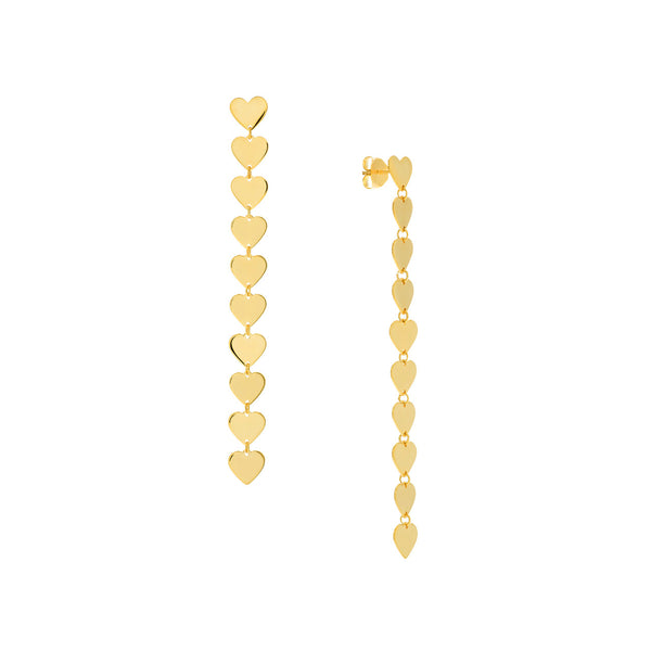 AFJ Gold Collection - Heart-Link Chain Earrings, Yellow Gold