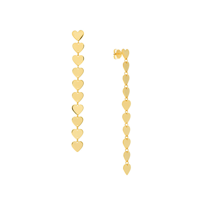 AFJ Gold Collection - Heart-Link Chain Earrings, Yellow Gold