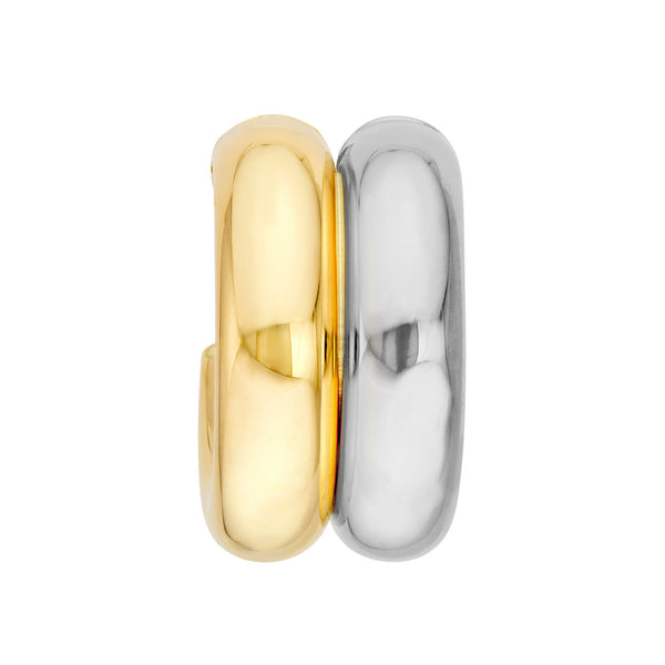 AFJ Gold Collection - 15mm Small Double Two-Tone Open Hoop Earrings, Yellow and White Gold