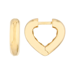 AFJ Gold Collection - Heart Huggie Earrings, Yellow Gold