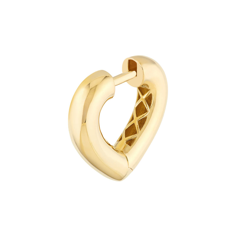 AFJ Gold Collection - Heart Huggie Earrings, Yellow Gold