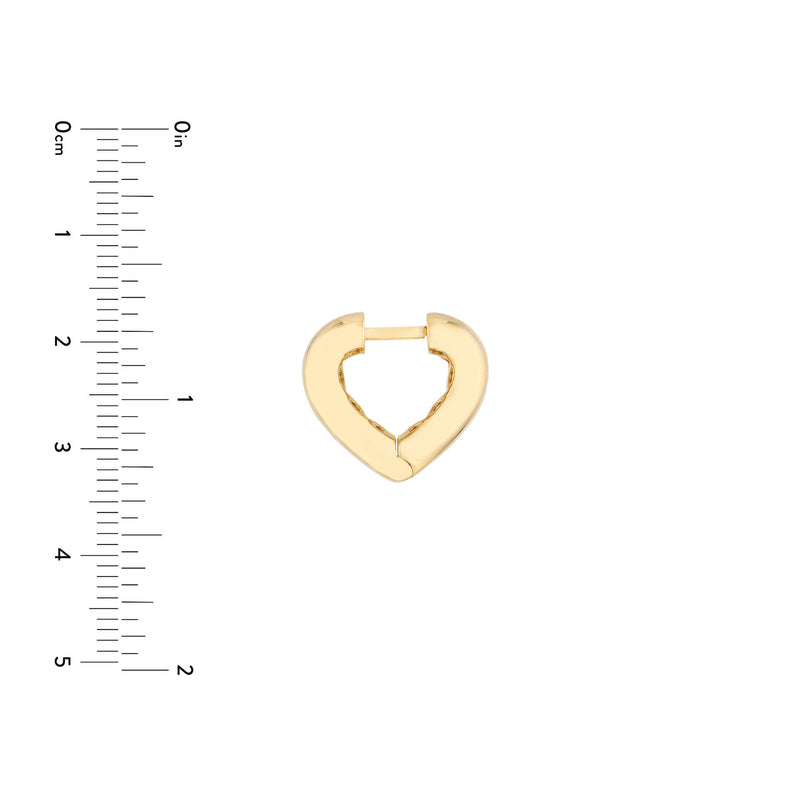 AFJ Gold Collection - Heart Huggie Earrings, Yellow Gold