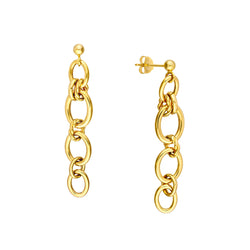 AFJ Gold Collection - Polished Oval Link Dangle Earrings, Yellow Gold